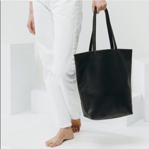 BAGGU Black Leather Tote